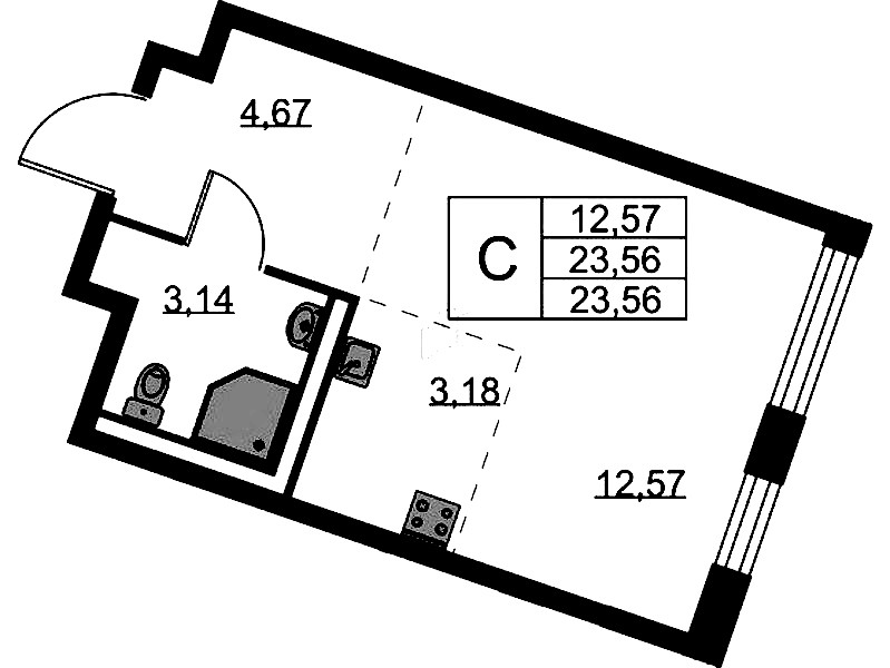 1-комнатная квартира 37.69 м², 1/11 эт., ЖК «Квартал Лаголово»